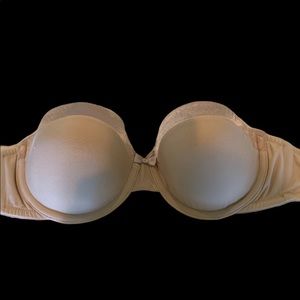 Warners Strapless Bra Style 01123 Nude Color Molded Cups Underwire Size 34D